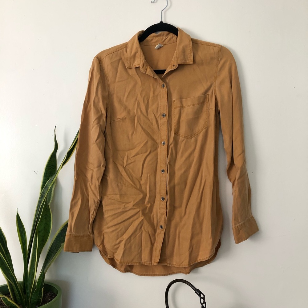 Mustard yellow button down shirt